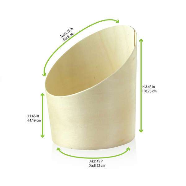 PacknWood 210WFRY2, 7 Oz Slanted Wood Cup, 100/PK