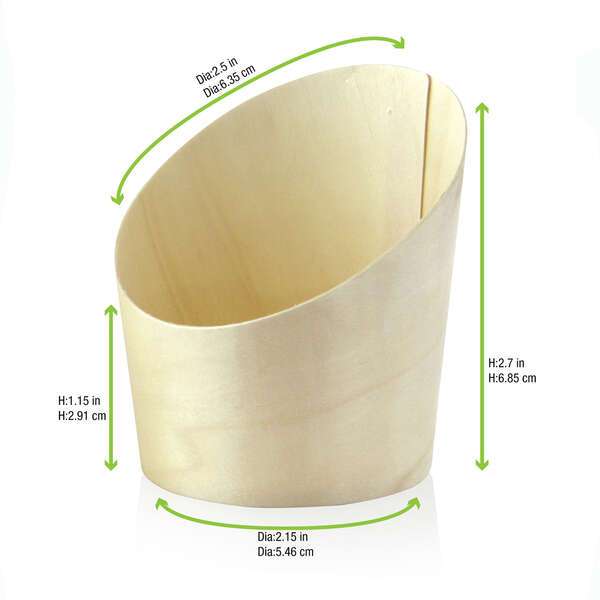 PacknWood 210WFRY3, 9.5 Oz Slanted Wood Cup, 100/PK
