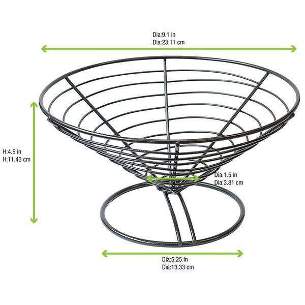 PacknWood 294CONE23, 9-inch Black Steel Basket, 6/PK