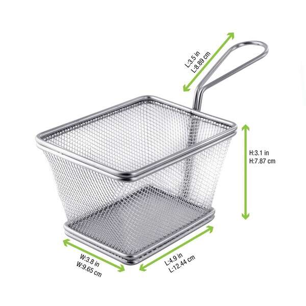 PacknWood 294PAN17, 24 Oz Mini Stainless Steel Fryer Basket, 6/PK