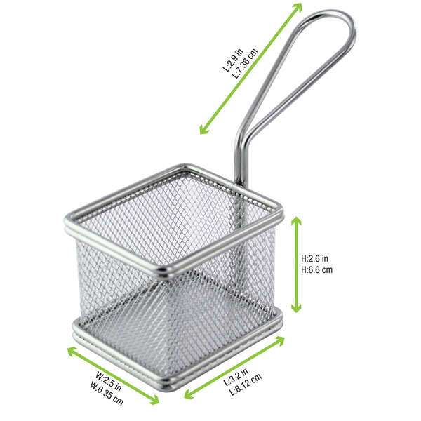 PacknWood 294PANC8, 10 Oz Small Stainless Steel Fryer Basket, 6/PK