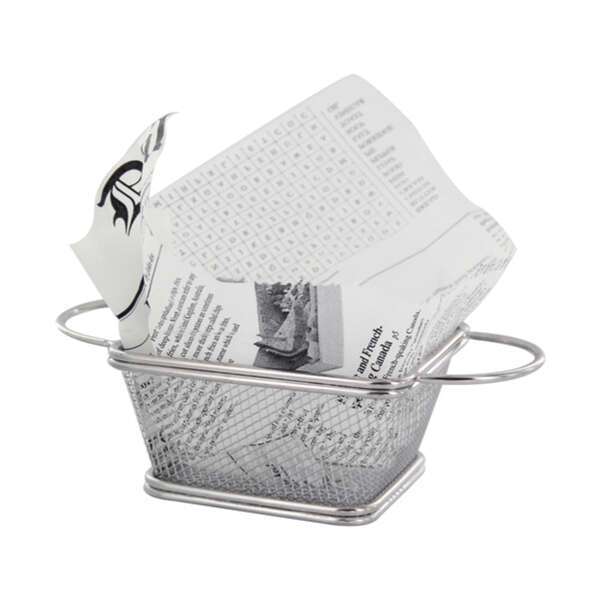 PacknWood 294PANDA105, 12 Oz Mini Rectangular Stainless Steel Fryer Basket, 6/PK