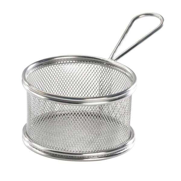 PacknWood 294PANR107, 10 Oz Mini Round Stainless Steel Fyer Basket, 6/PK
