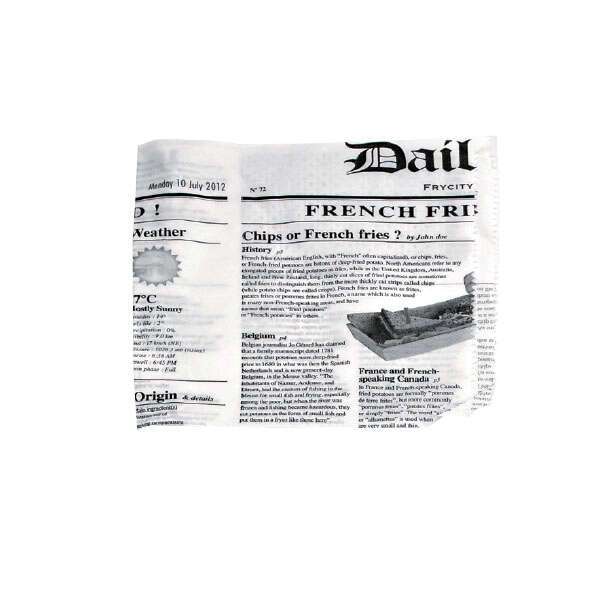 PacknWood 2CHPAPNEWS17, 6.7-Inch 2-Side Opened News Print Fryer Bags, Gray, 8000/CS