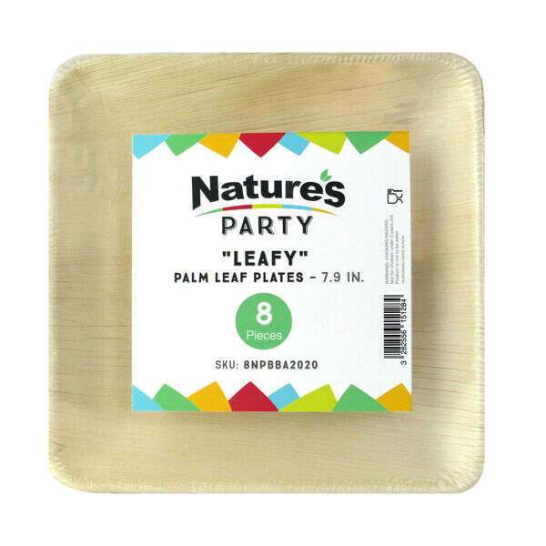 PacknWood 8NPBBA2020, 8x8-inch Leafy Palm Leaf Plate, 96/PK