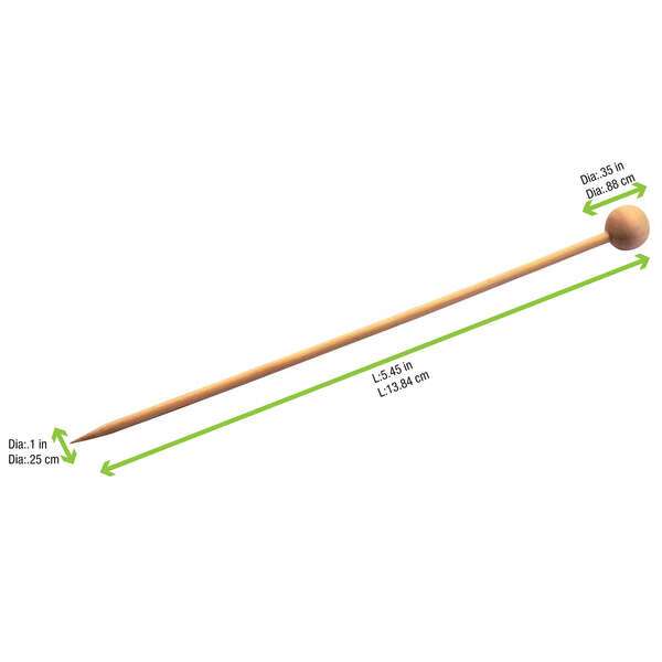 PacknWood 8NPBBOUL15B, 5.5-inch Bambi Natural Bamboo Ball Skewers, 300/CS