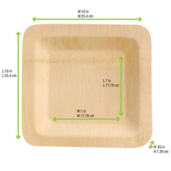 PacknWood 8NPBVNER8SQ, 7x7-inch Bamboo Veneer Square Plate, 48/PK