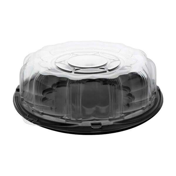 Pactiv CLOSEOUT - Pactiv 9812-KCA9, 12-Inch SmartLock Black Tray with Clear High Dome Lid, 25/CS (Discontinued)