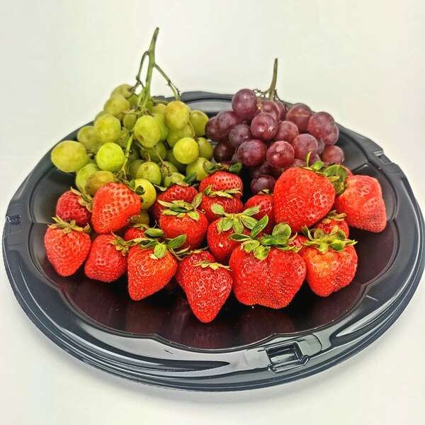 CLOSEOUT - Pactiv 9812-KCA9, 12-Inch SmartLock Black Tray with Clear High Dome Lid, 25/CS (Discontinued)