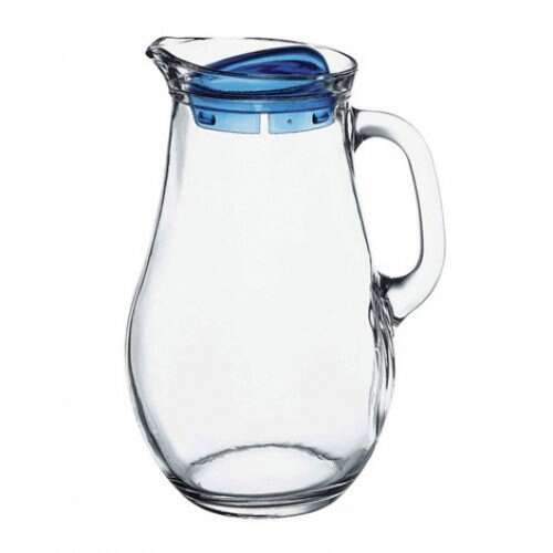 Pasabahce 80119, 61.75 Oz Glass Pitcher w/Blue Cover, 6/CS