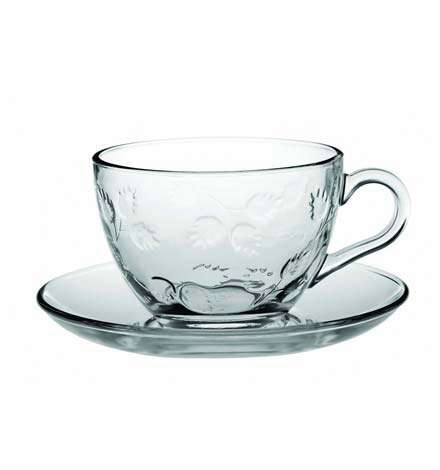 Pasabahce 95481, 7.25 Oz Cup & Saucer, 6+6 Pc/Set, 4 Set/CS