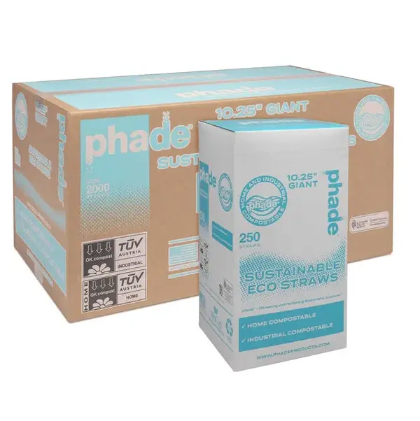 Phade 511168, 10.25-Inch Giant Blue Wrapped Compostable Straw, 2000/CS
