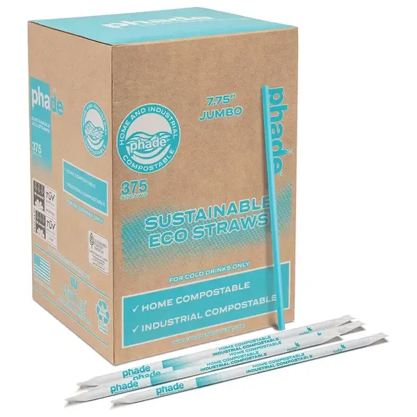 Phade 511169, 8.5-Inch Giant Blue Wrapped Compostable Straw, 1200/CS