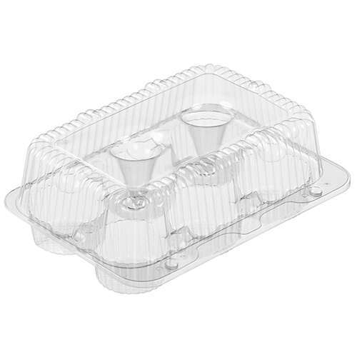 Polar Pak Packaging Polar Pak 2020, 6-Cup High Top Hinged OPS Plastic Cupcake Container, 200/CS