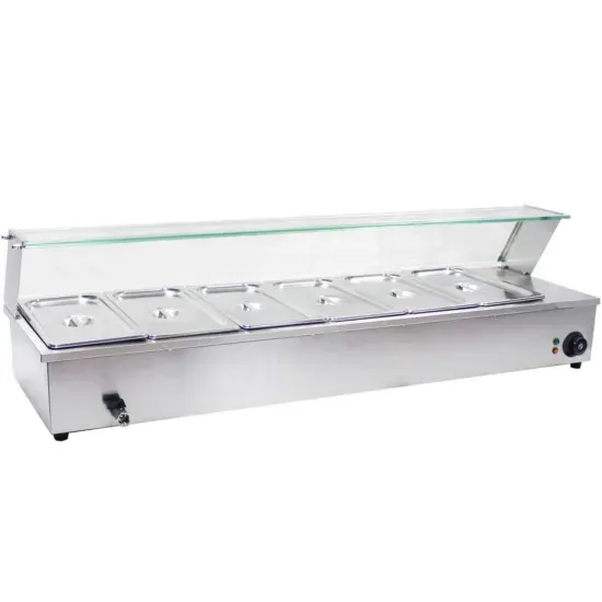 Prepline BM6, 48-Inch Six 1/3 Size Pan Countertop Bain Marie Food Warmer - 110V