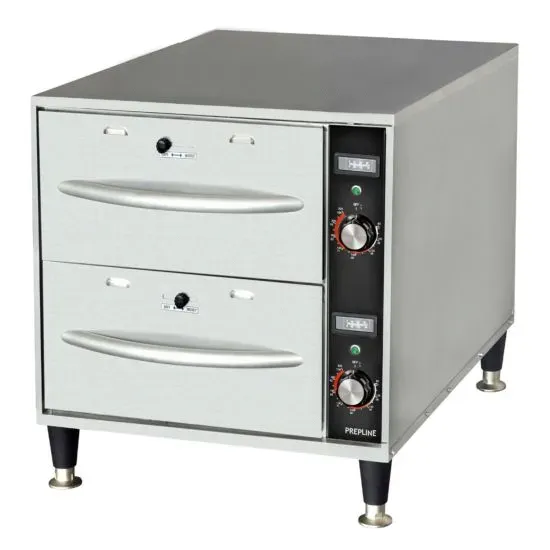 Prepline DW2N, Double Narrow Freestanding Stainless Steel Drawer Warmer, 900W, 120V
