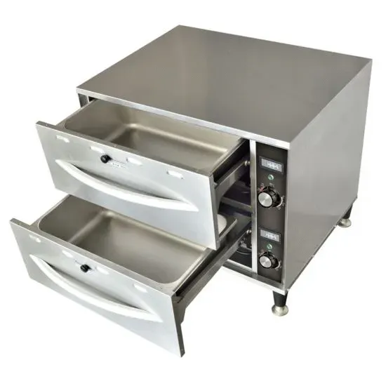 Prepline DW2N, Double Narrow Freestanding Stainless Steel Drawer Warmer, 900W, 120V