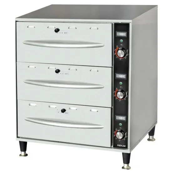 Prepline DW3, Triple Freestanding Stainless Steel Drawer Warmer, 1350W, 120V