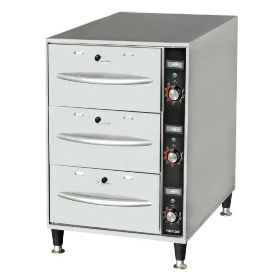 Prepline DW3N, Triple Narrow Freestanding Stainless Steel Drawer Warmer, 1350W, 120V