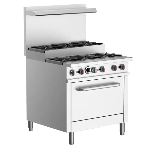 Prepline ENER6B36TJ-N, 36-Inch Natural Gas 6 Burner Commercial Step-Up Range with Oven
