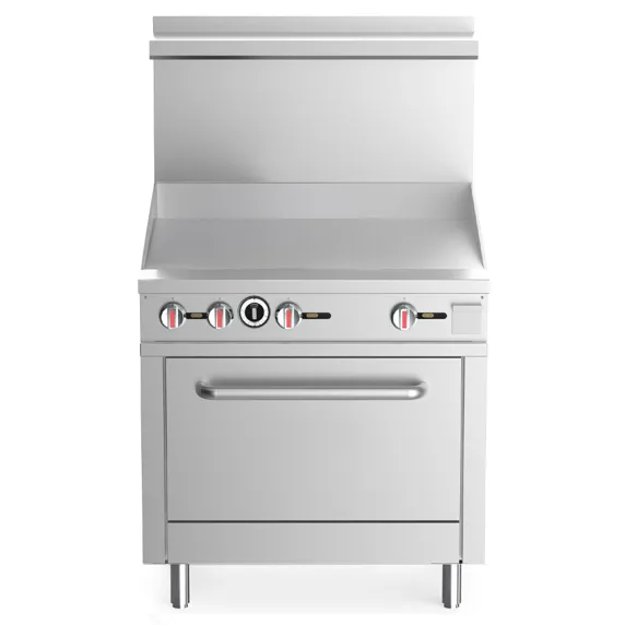 Prepline ENR36G36-N, 36-Inch Natural Gas Commercial Range with 36-Inch Griddle Top with Oven