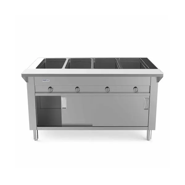Prepline GSTC60-4O, 60-Inch Four Well Gas Hot Food Steam Table with Enclosed Base