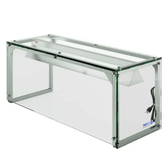 Prepline PSG-LT-46-S, 46-Inch Glass Sneeze Guard with LED Lighting for Salad Bars