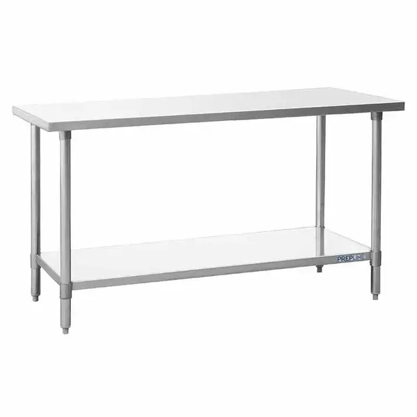 Prepline PWTG-1460, 14x60-inch Stainless Steel Worktable with Galvanized Undershelf