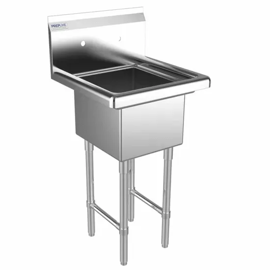 Prepline XS1C-1416, 19-Inch Stainless Steel 1-Compartment Commercial Sink - 14x16-Inch Bowl