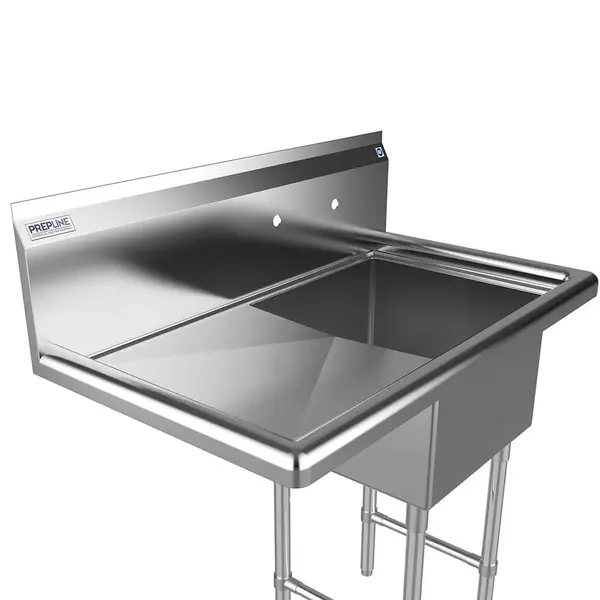 Prepline XS1C-1818-L, 38.5-inch 1-Compartment Commercial Sink with Left Drainboard, 18x18-inch Bowls