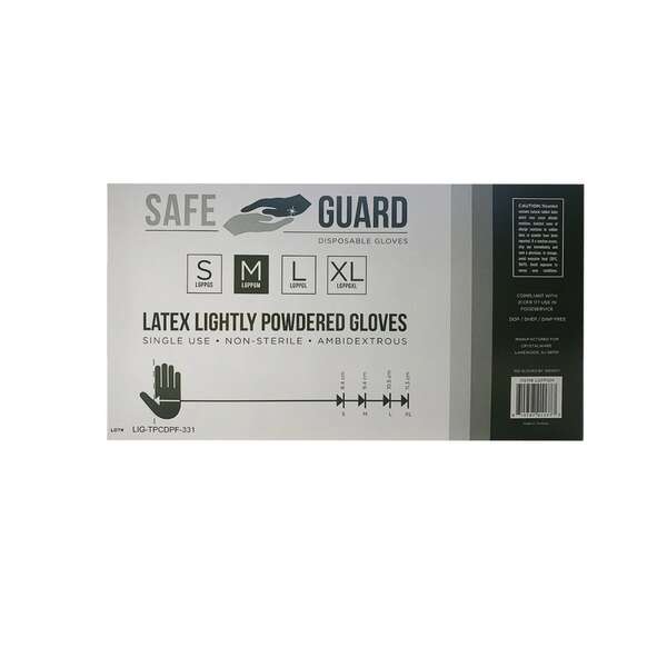 SafeGuard LGMC-X, Powdered Latex Gloves, Medium, 100/PK