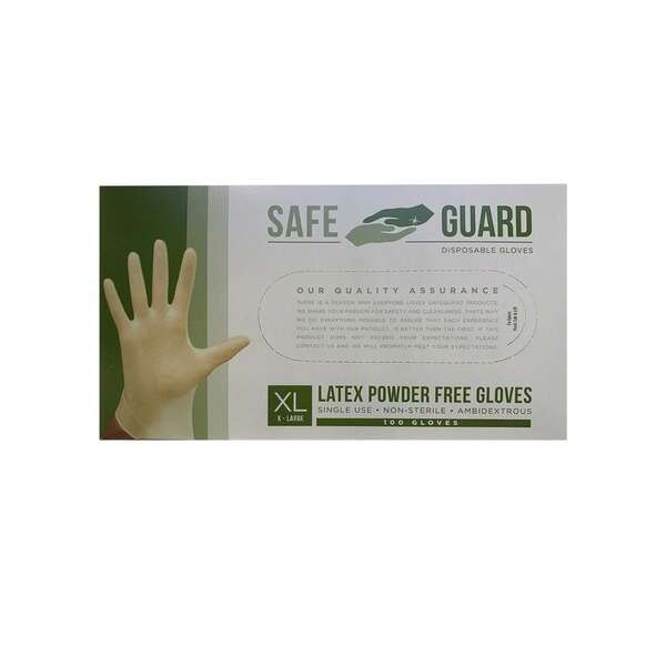 SafeGuard LGXCP-X, Powder Free Latex Gloves, X-Large, 100/PK