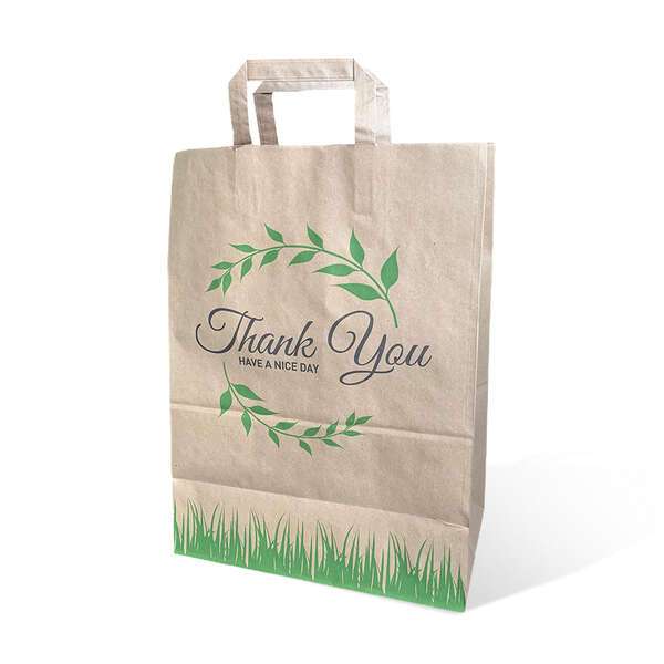 SafePro 1/6BBPTY 12.5x7x17-Inch 1/6 Thank You Print Kraft Brown Shopping Bag w/Flat Handle, 250/CS