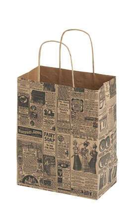 SafePro 16619NE, 16x6x19-Inch Newspaper Print Shopping Bag with Handles, 250/CS (Discontinued)