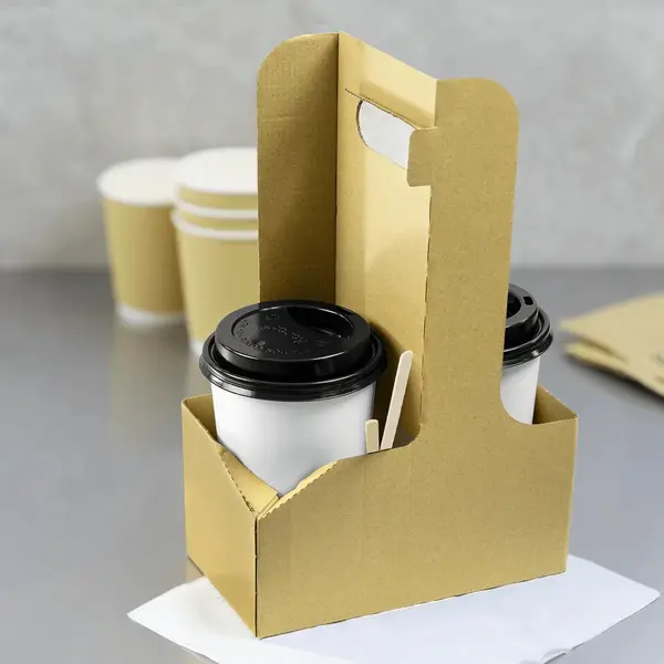 2CHH, 2-Cup Paperboard Kraft Drink Carrier with Handle, 200/CS