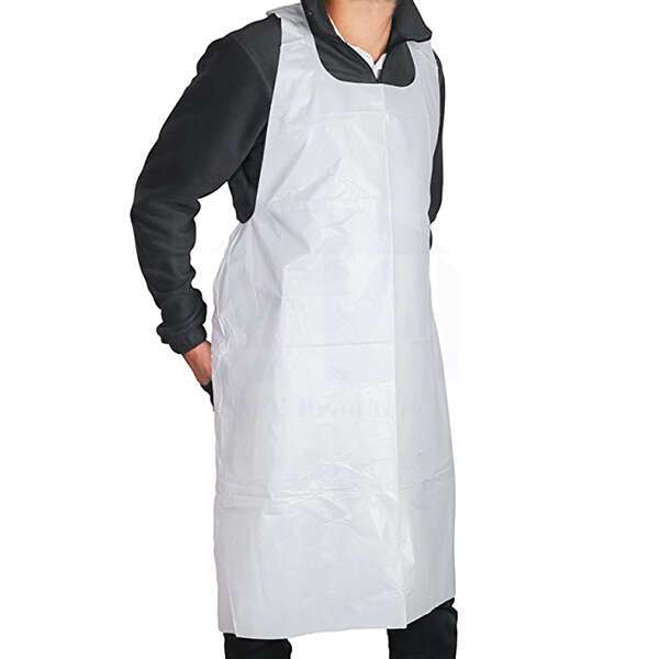 SafePro AHC Disposable Heavy Weight White Poly Aprons, 250/CS