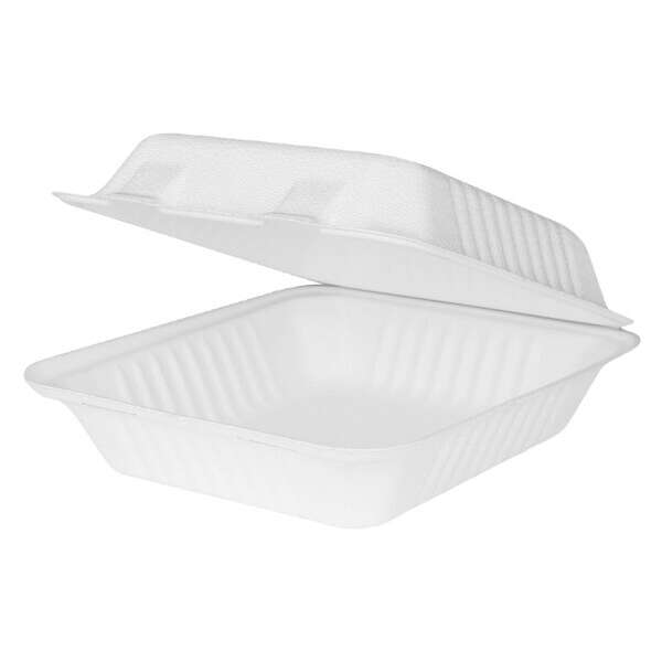 SafePro BC881 9x8x3-Inch Bagasse Bio Hinged Container w/Hinged Lid, 200/CS