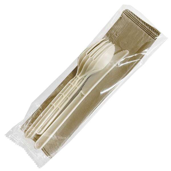 SafePro Eco BIO-CUTKIT Bio Cutlery Kit w/Napkin, 100/CS (Discontinued)