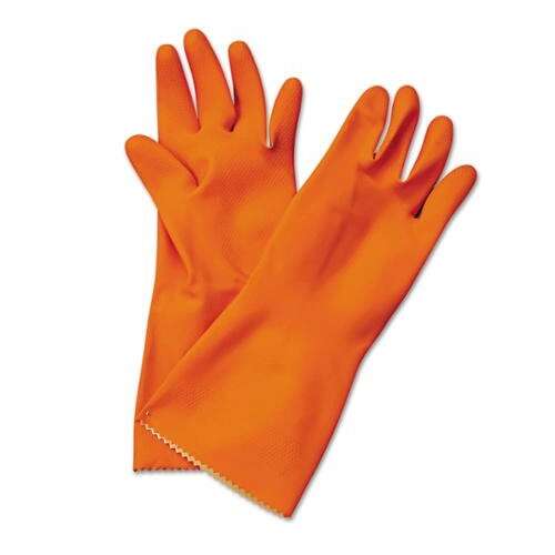 SafePro BWK244XL, Flock-Lined Latex Cleaning Gloves, Extra Large, Orange, 12 Pairs per Pack