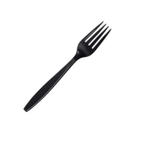 SafePro IWFMB Individually Wrapped Black Medium Weight Plastic Forks, 1000/CS