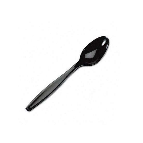 SafePro IWTSMB Individually Wrapped Black Medium Weight Plastic Teaspoon, 1000/CS