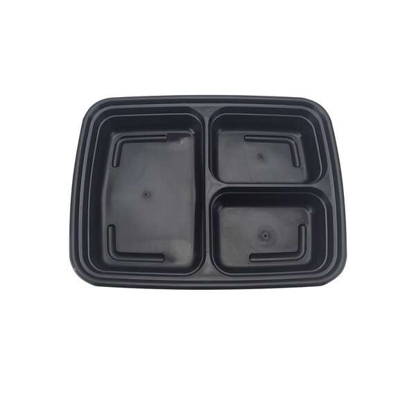 SafePro MC333 32 Oz 3-Compartment Microwavable Containers Combo, Black Bottom, 150/CS