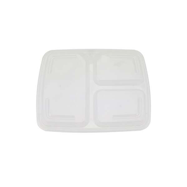 SafePro MC339B 39 Oz 3-Compartment Microwavable Containers Combo, Black Bottom, 150/CS