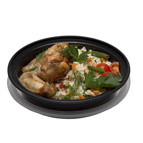 SafePro MC718, 16 Oz. Round Microwavable Containers Combo, Black Bottom, 150/CS