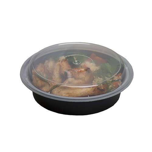 SafePro MC723, 24 Oz. Round Microwavable Containers Combo, Black Bottom, 150/CS