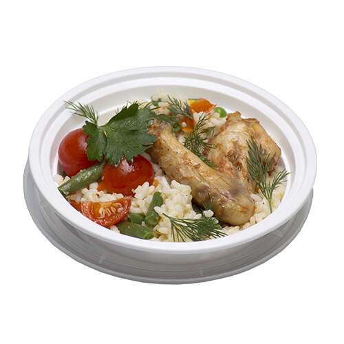 SafePro MC723W, 24 Oz. Round Microwavable Containers Combo, White Bottom, 150/CS