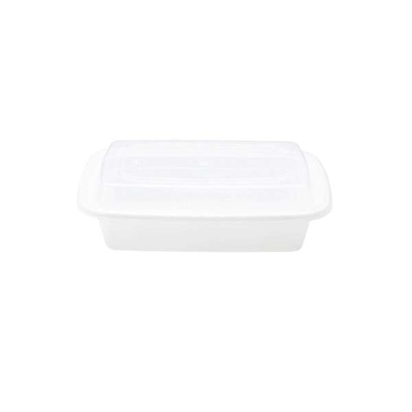SafePro MC838W 24 Oz. Rectangular Microwavable Containers Combo, White Bottom, 150/CS