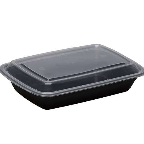SafePro MC868, 28 Oz. Rectangular Microwavable Containers Combo, Black Bottom, 150/CS