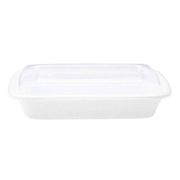 SafePro MC868W, 28 Oz. Rectangular Microwavable Containers Combo, White Bottom, 150/CS