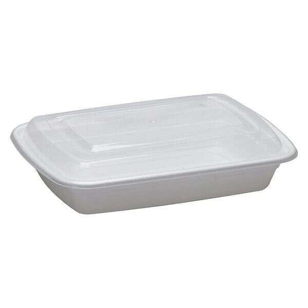 SafePro MC868W, 28 Oz. Rectangular Microwavable Containers Combo, White Bottom, 150/CS